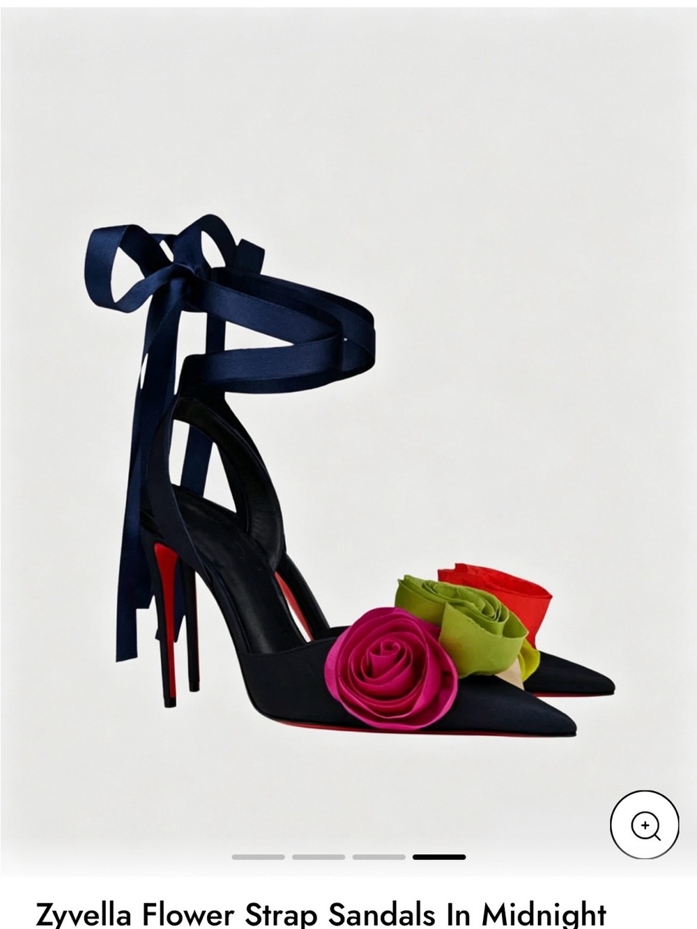 Sienna Rose Navy Ankle-Tie Heels with Multicolor Floral Accents